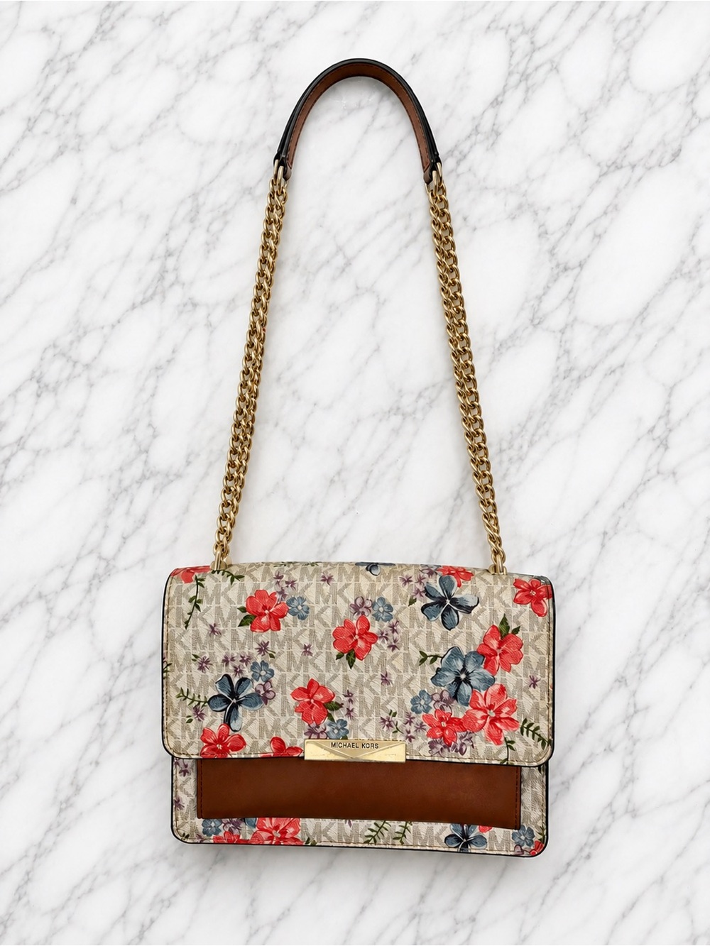 Michael Kors Brandi Floral Signature Canvas Chain Shoulder Bag
